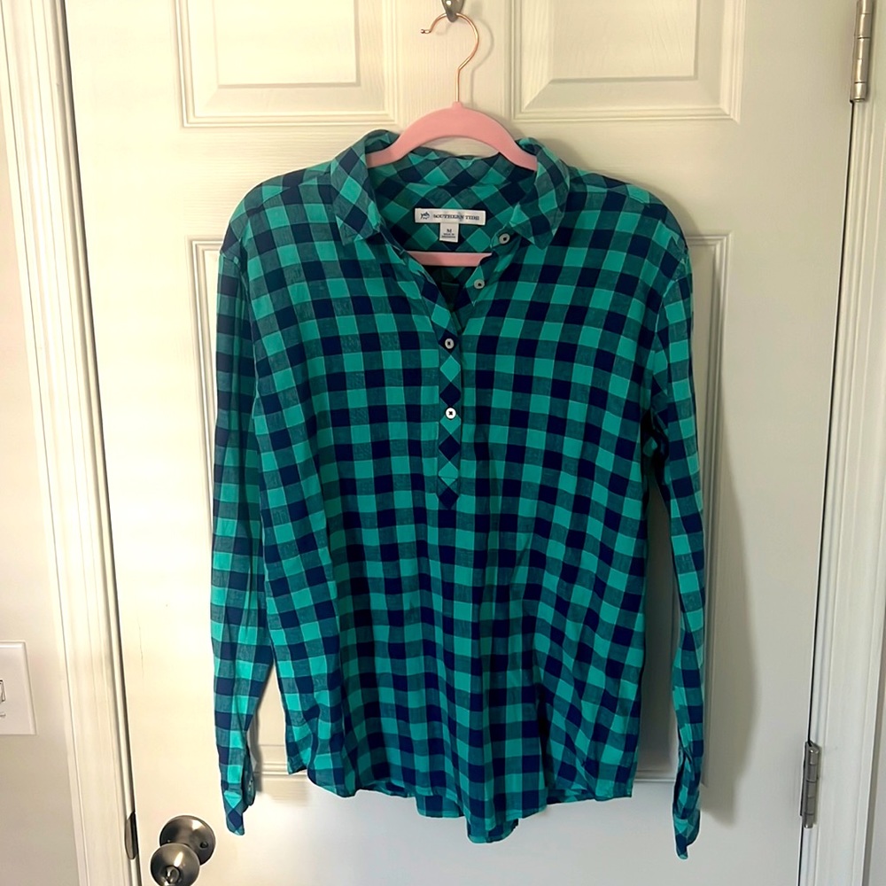 Southern Tide Women’s Plaid Long-sleeve Shirt, Medium